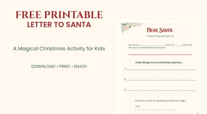 Free Printable Letter to Santa for Kids (2026) Free printable Letter to Santa for kids with Christmas wish list lines and watercolor holly decorations